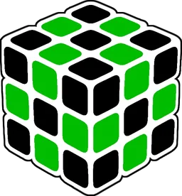 Cubo 3x3x3 con todas las piezas negras, excepto las aristas verdes
